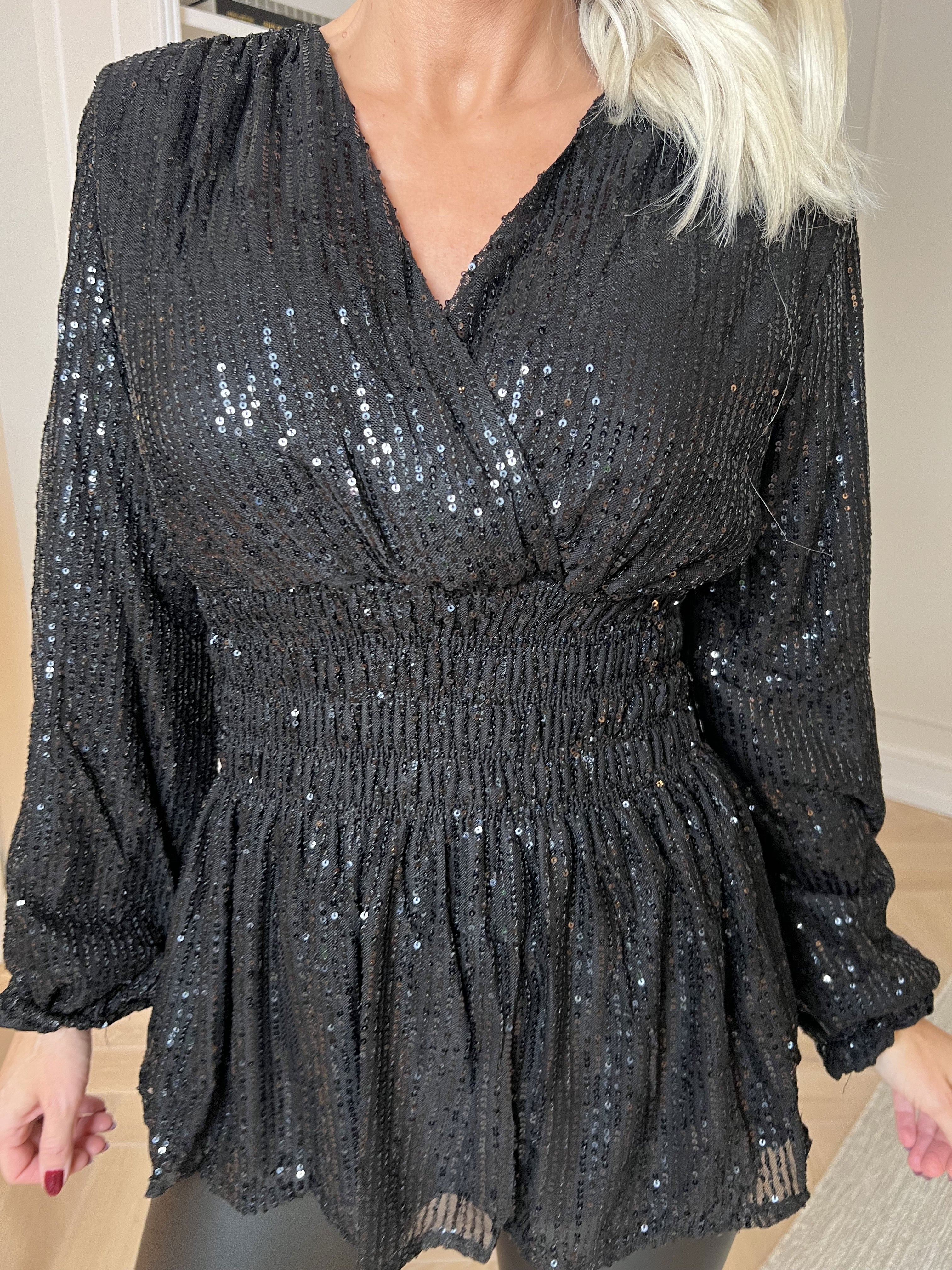 Pams Glitter Shirt L/S - Blus med paljetter och långa ärmar